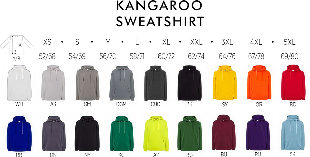 Кольори та розміри для друку на худі